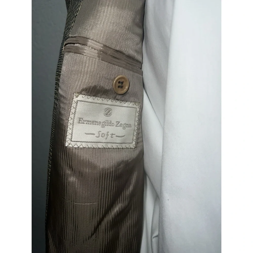 Ermenegildo Zegna Soft Sport Coat Blazer Check Silk Men's Size 48R Preppy Cool